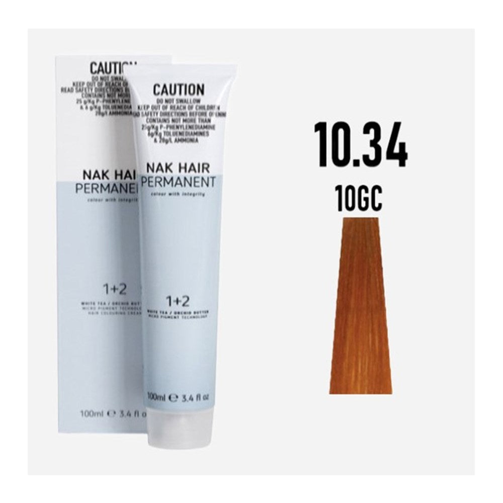 NAK Permanent Colour - Platinum Blonde Gold Copper N10.34 100ml