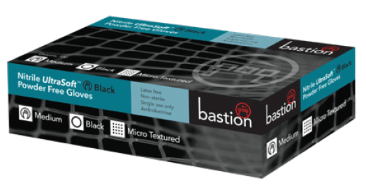 Bastion Nitrile Ultra Soft Black Powder Free Gloves - Small