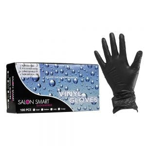 Salon Smart Vinyl Gloves Large Black 100Pcs