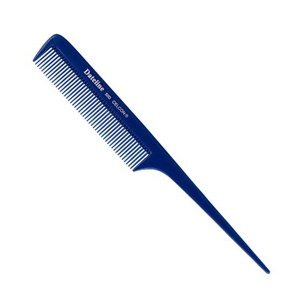 Translucent Blue Comb Dateline Professional Blue Celcon 500 Regular Plastic Tail Comb - 20cm ...