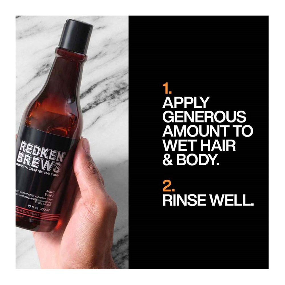 Redken Brews 3-In-1 Shampoo, Conditioner And Body Wash 300ml