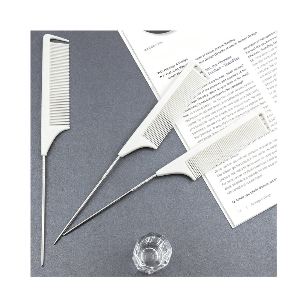 Salon Ora Permium White Ceramic Metal Tail Comb