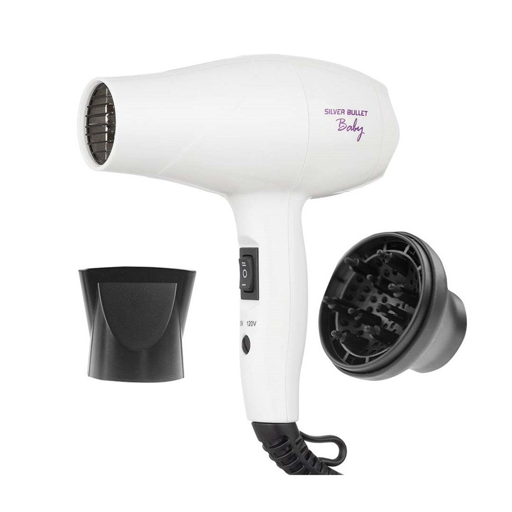 Silver Bullet Baby Travel Hair Dryer White