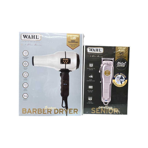 Wahl Metal Senior+ Barber Dryer+ Barber Tool Cape Bundle