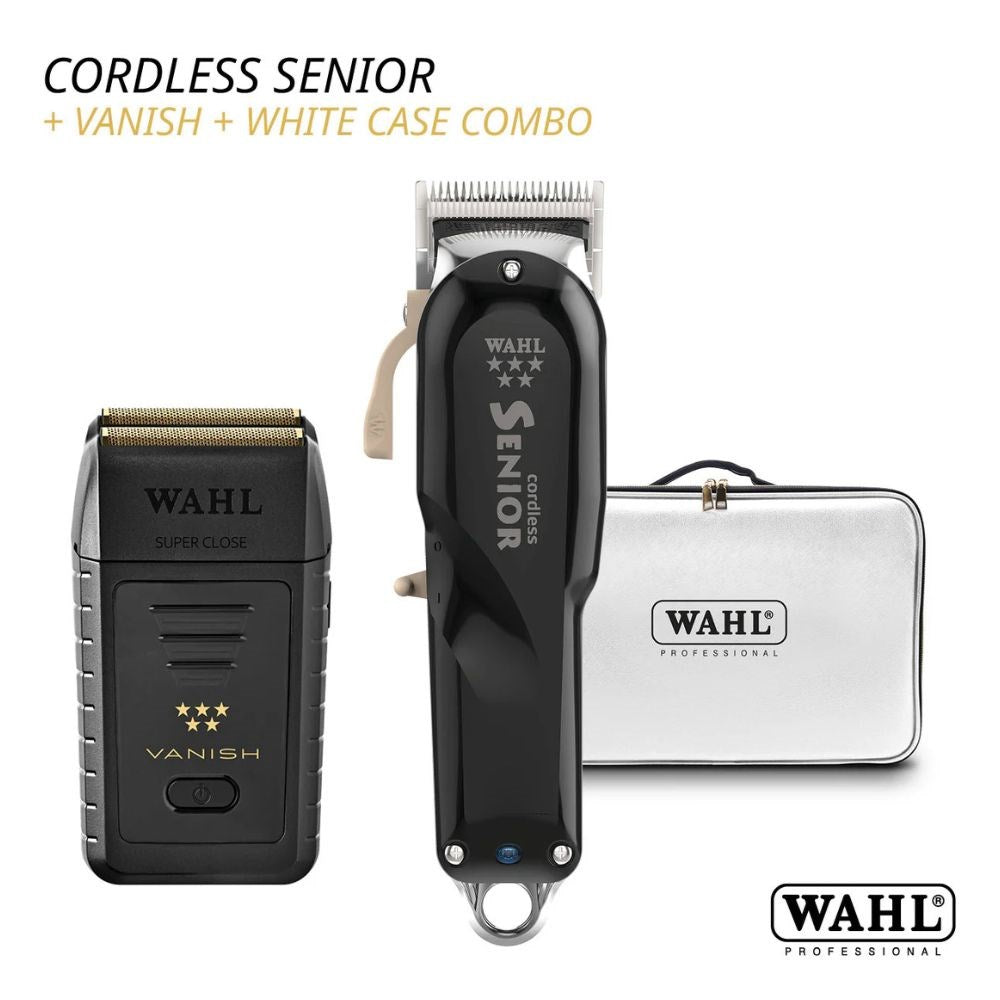 Wahl Cordless Senior with Vanish Shaver and White Case Combo