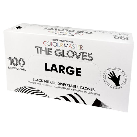 Colour Master The Gloves Large Black Nitrile - Budget Salon Supplies Retail