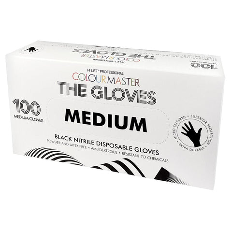 Colour Master The Gloves Medium Black Nitrile - Budget Salon Supplies Retail