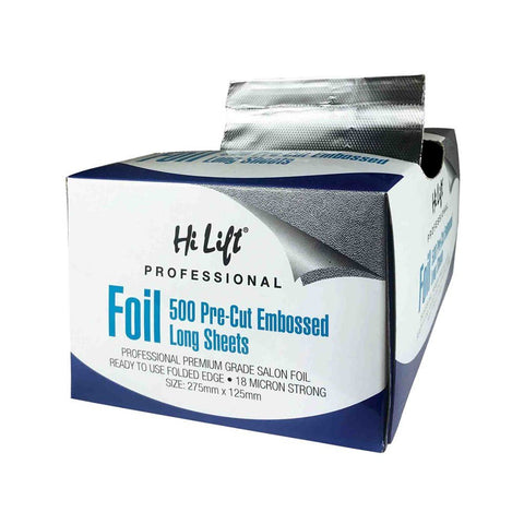 Hi Lift Pop-Up Foil 500 Pre Cut Folded Sheets - Long - 18 Micron Silver - Budget Salon Supplies Retail