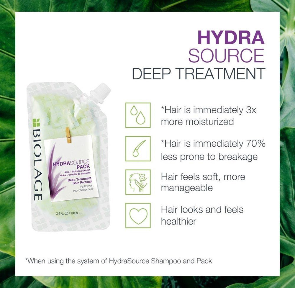 Matrix Biolage Hydra Source Deep Treatment Pack Hair Mask for Dry Hair 300ml - Budget Salon Supplies Retail