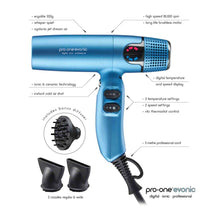 Pro One Evonic Hairdryer- Blue - Budget Salon Supplies Retail
