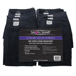 Salon Smart 12Pk Luxury Towels Black - Budget Salon Supplies Retail
